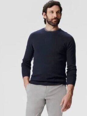 Mack Weldon Tech Cashmere Sweater Navy Crewneck Merino Blend Men’s XXL